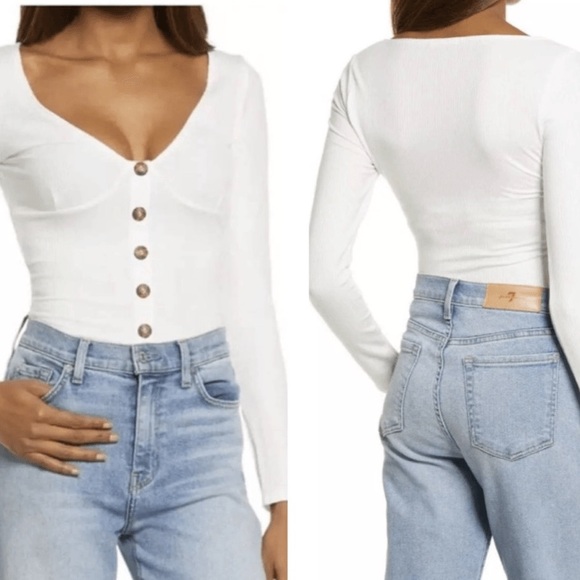 Reformation Tops - Reformation Virgil White Ribbed Top